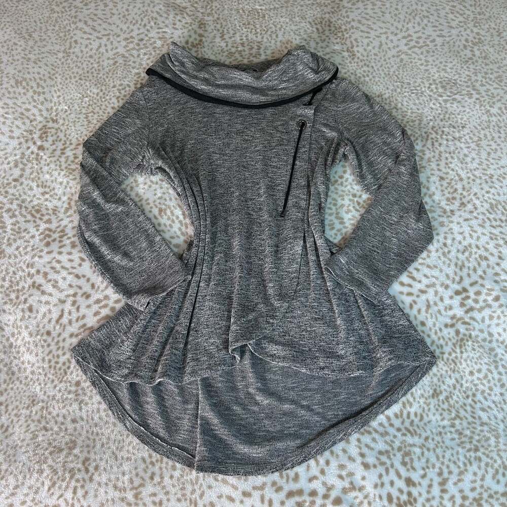 Michael Tyler Tunic Size XL Gray Cowl Neck Asymmetrical Zip Top